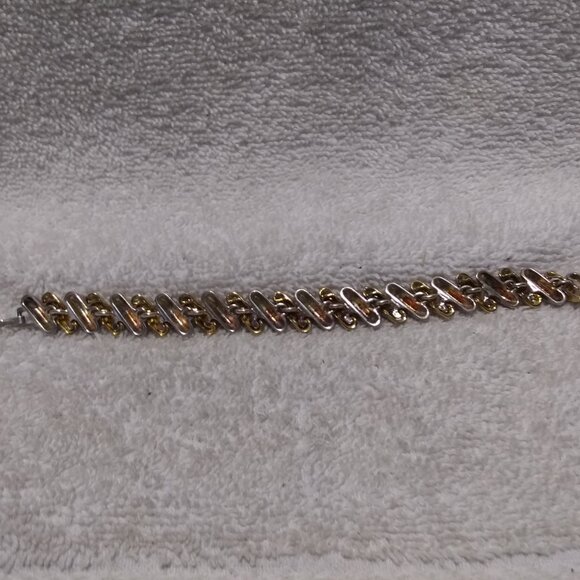 Fossil Silver Gold Half Circles Bangle Bracelet Good Usable Condition - Picture 5 of 7